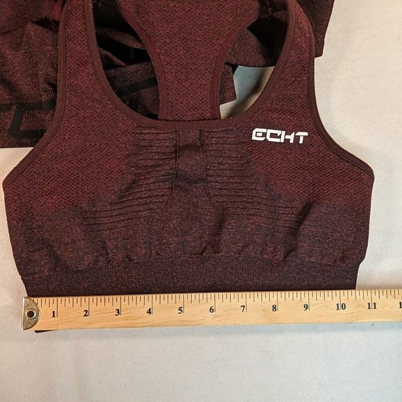 Echt 2 Set Bra Arise Scrunch Long Sleeve Crop Athletic Shirt Women's Small S - Picture 9 of 13